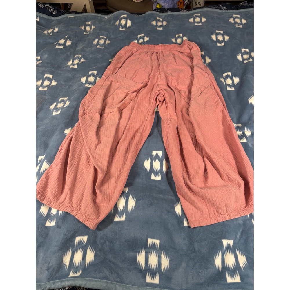 Pilcro Anthropologie Pink Textured Gauze Wide Leg Cropped Pants XS